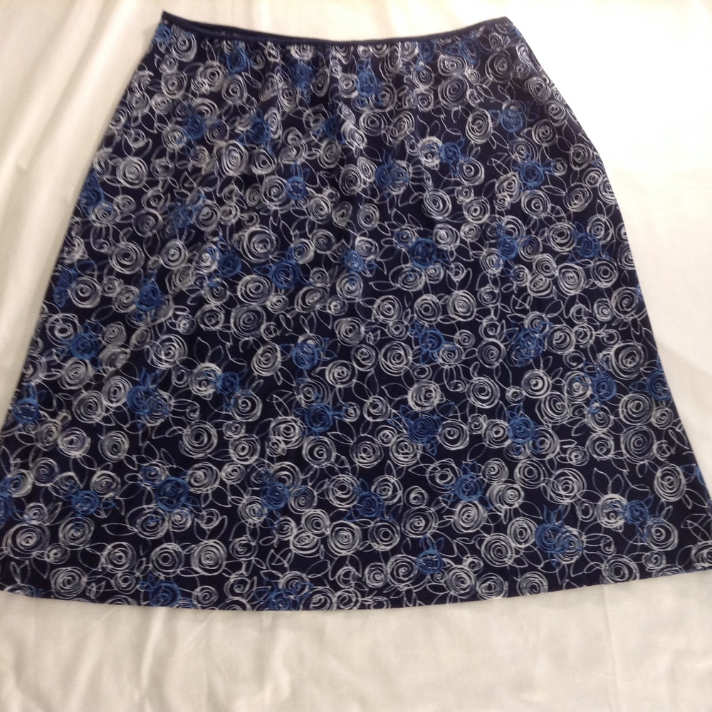 Vintage Studio Navy Blue Print Skirt Elastic  SzXL
